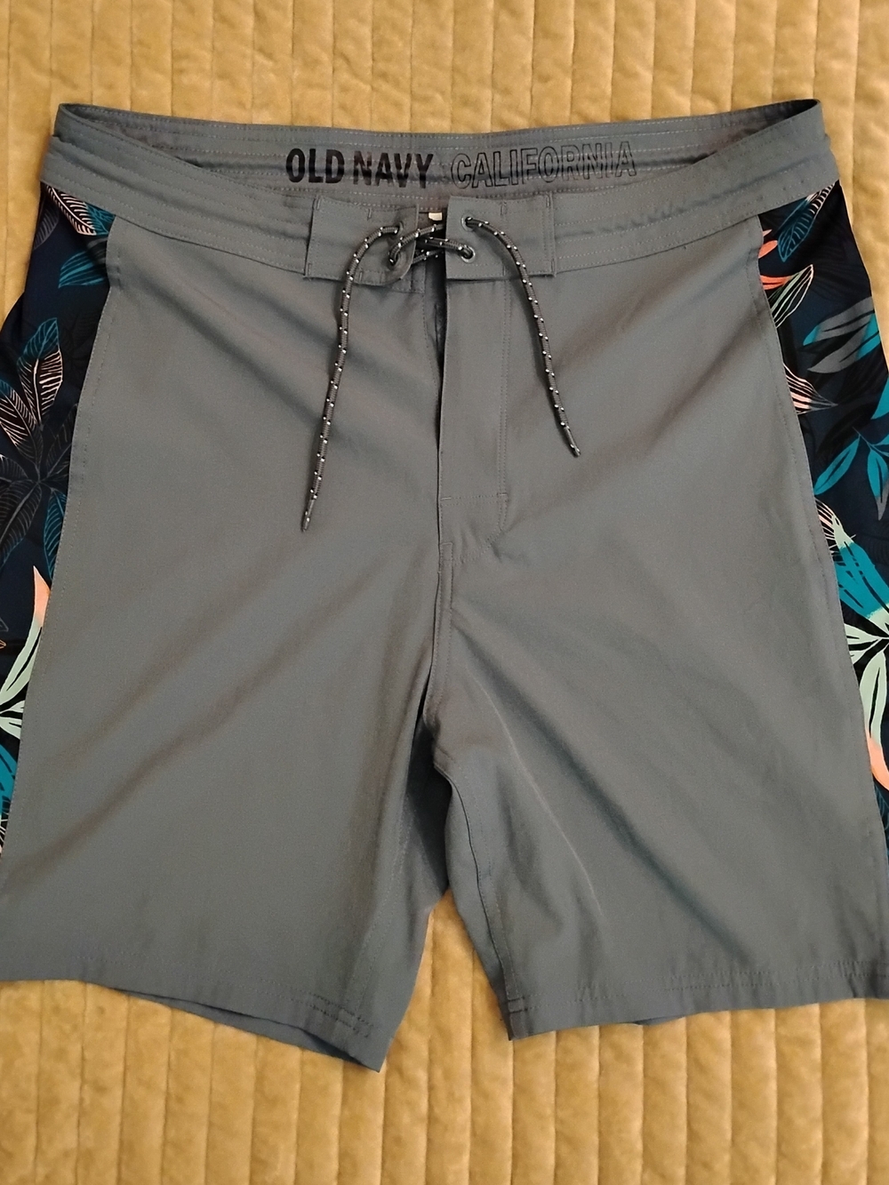 Old Navy Men’s Gray Boardshorts with Tropical Side Panels